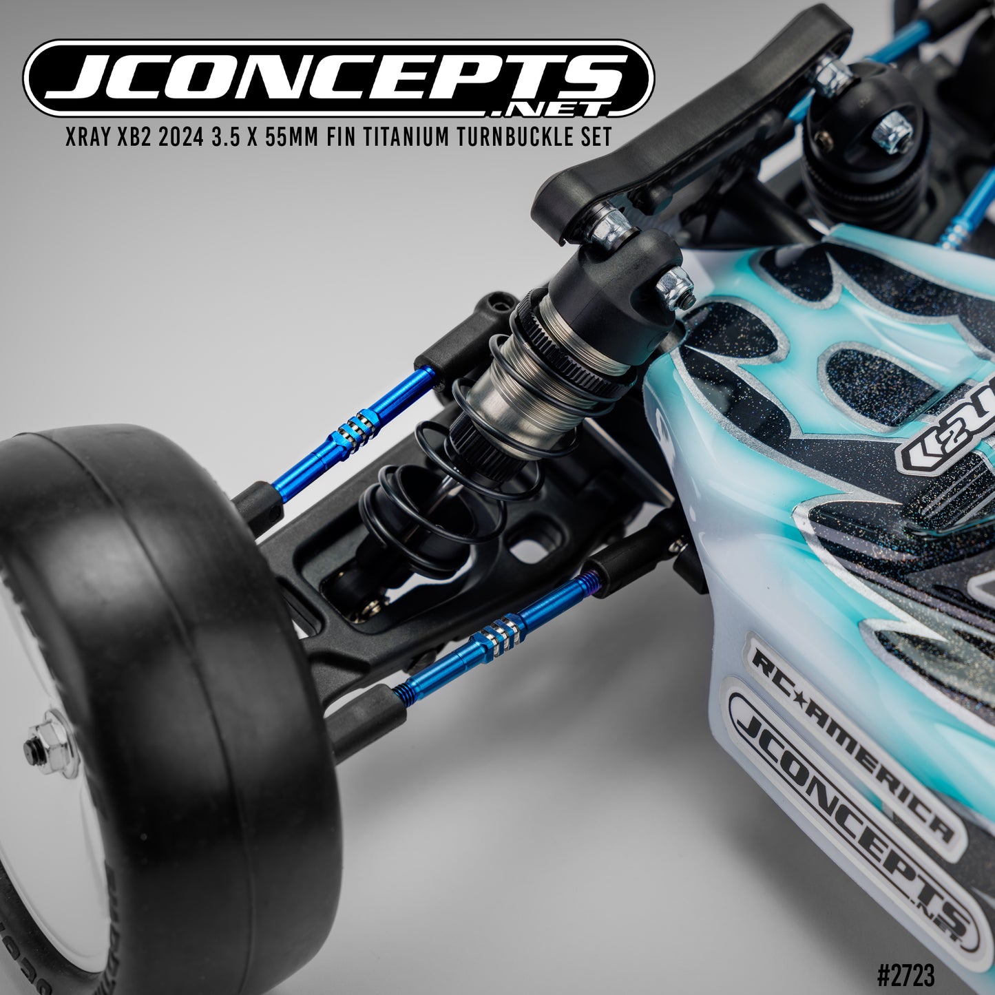 XRAY XB2 2024 3.5 x 55mm Fin Titanium turnbuckle set, 6pc. – Burnt Blue