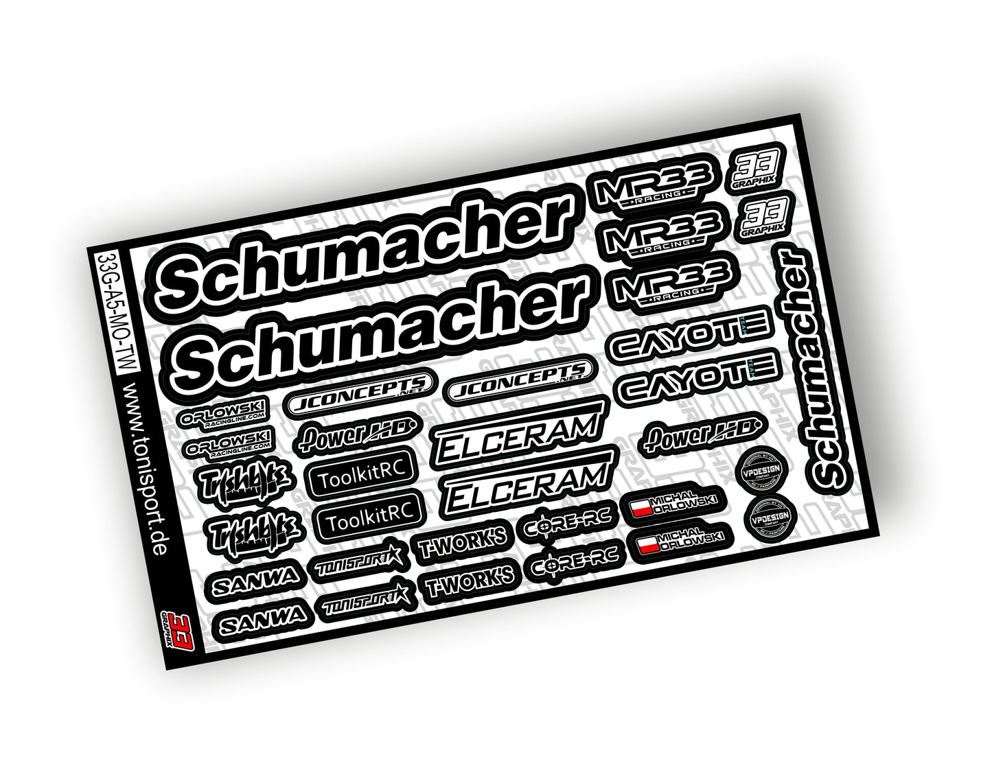 MR33 Michal Orlowski '25 Edition Touring Car Sticker Sheet by 33Graphix DIN A5