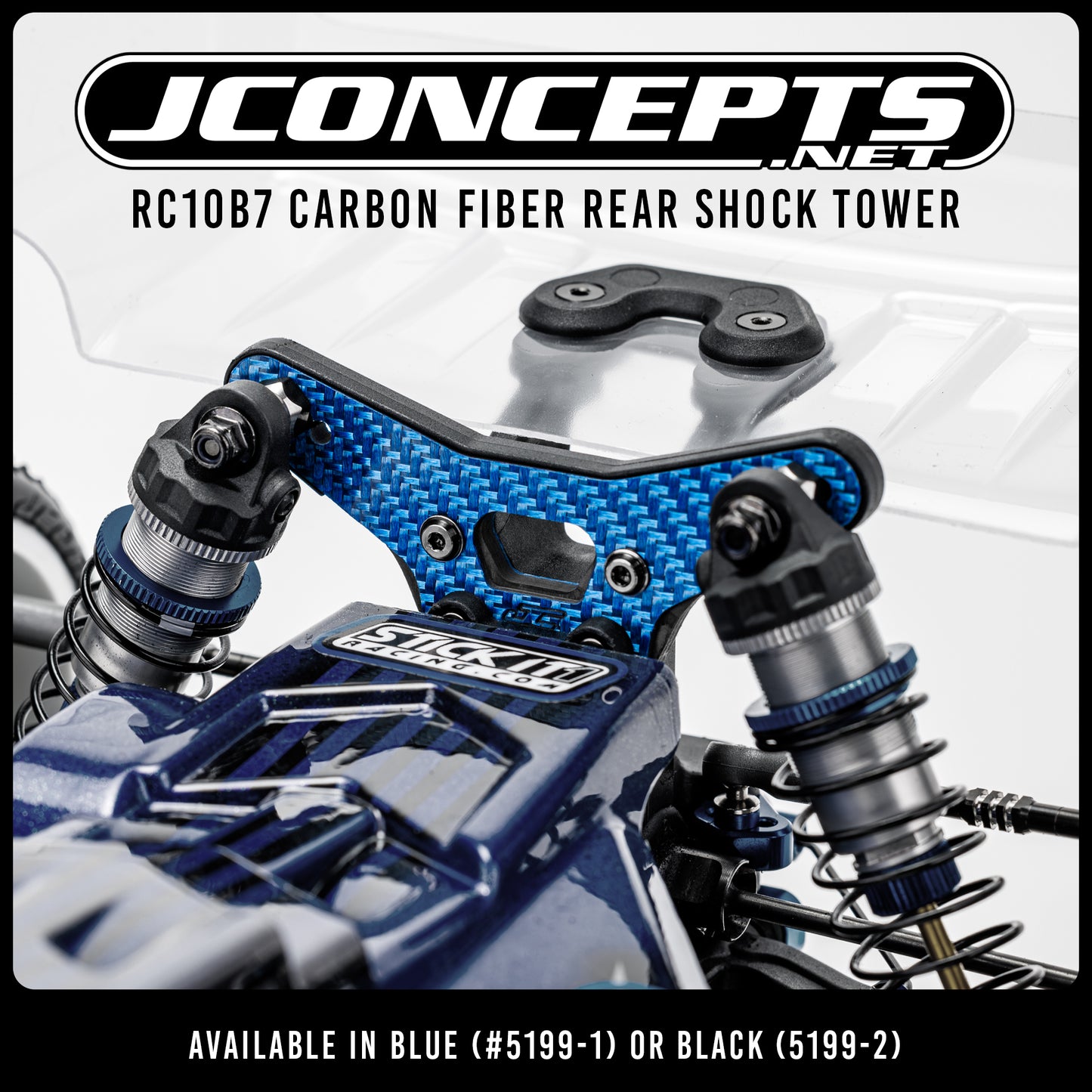 RC10B7 carbon fiber rear shock tower - blue