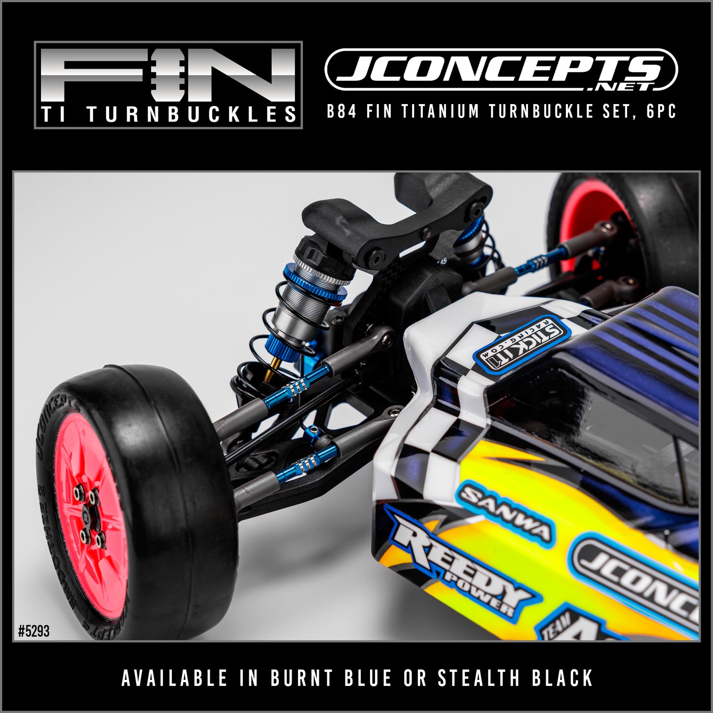 B84 Fin Titanium turnbuckle set, 6pc. - Stealth Black
