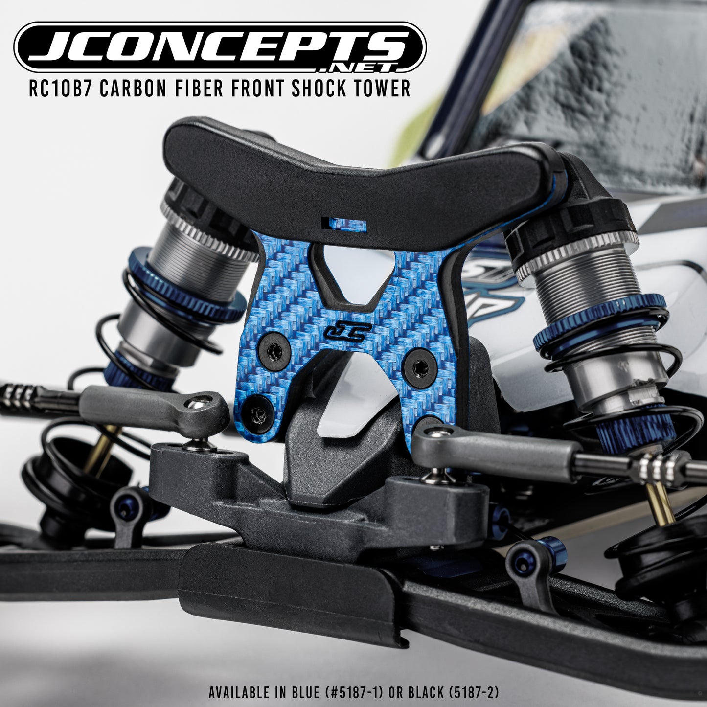 RC10B7 carbon fiber front shock tower - blue