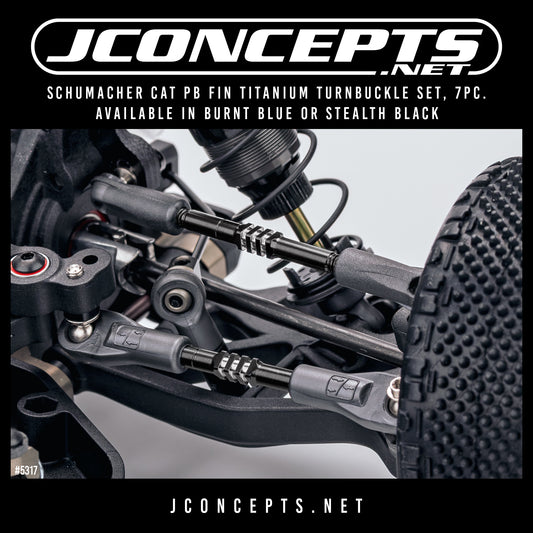 Schumacher Cat PB Fin Titanium turnbuckle set, 7pc. -Stealth Black