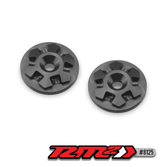 RM2, Clover Large Flange Wing Buttons - black - 2pc.