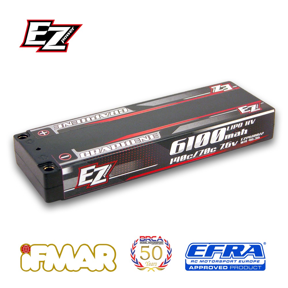 EZpower LiPo 6100mah ULCG 7,6v 2s 140/70c HV Graphene - 5mm