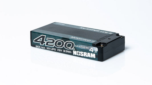 NOSRAM HV Hyper LCG Modified Shorty GRAPHENE-4.1 4200mAh Hardcase Battery - 7.6V LiPo - 120C/60C